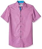 Azaro Uomo Herren Short Sleeve Shirt Casual Dress Loud Slim Fit Hemd mit Button-Down-Kragen, Rosa marokkanische Punkte, 4X-Groß