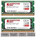Komputerbay 16GB Dual Channel Kit 2X 8GB 204pin 1.35v DDR3-1600 SO-DIMM 1600/12800S (1600MHz, CL11) für MAC und PC