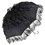 VON LILIENFELD Regenschirm Damen Sonnenschirm Brautschirm Hochzeitsschirm Melissa schwarz Rüschen
