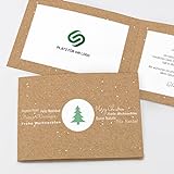 Weihnachtskarten geschäftlich Christmas Tree 5 Stück | Personalisierbar mit Logo & Text | Moderne Weihnachtskarten für Firmen Kraftpapier | Weihnachtskarten Set Klappkarten | auch mit Kuvert