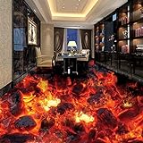 3D selbstklebende Bodenaufkleber moderne flamme tapete foto aufkleber wohnzimmer badezimmer schlafzimmer pvc wasserdicht rutschfeste, 150 * 105 cm