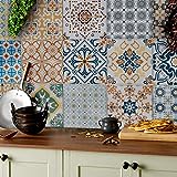 Tile Style Decals 24 stück Fliesenaufkleber für Küche und Bad TP60-6 | Verschiedene Mosaik wandfliesen Aufkleber für 15x15cm Fliesen