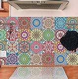 TOARTI 18 Stück Mosaik Küche Wandaufkleber,Bunt Wandfliese Aufkleber,DIY Marokkanischer Fliesenaufkleber für Badezimmer,Treppenaufkleber Fliesenfolie,Wasserdicht Selbstklebende Fliesensticker,15×15CM