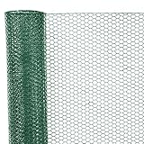 Sechskantgeflecht 25 m - 50cm hoch - Maschenweite 13mm - Materialstärke mit Beschichtung 0,7mm - Kaninchendraht Hasendraht Kleintier Volierendraht Tiergehege - Grün Gitterzaun Zaun D