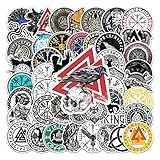 LYLSDSB 50 Stück Viking Piraten Aufkleber wasserdichte Trendy Vintage Aufkleber Vinyl Nordic Decals für Laptop Wasserflasche Skateboard Auto Fahrrad Handy Gitarre Computer Gepäck