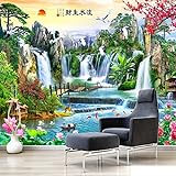 Benutzerdefinierte Fototapete Chinesischer Stil 3D Stereo Wasserfall Natur Landschaft Wandbilder Wohnzimmer Tv Sofa Studie 350Cm(W)×245Cm(H)