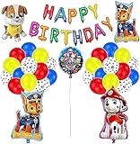 FGen Paw Dog Patrol Geburtstag Deko, Paw Dog Patrol Luftballon, Folienballon, Latexballon, Paw Dog Patrol Geburtstag Girlande, Kindergeburtstag Deko (47 Stück)