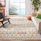 SAFAVIEH Boho Teppich für Wohnzimmer, Esszimmer, Schlafzimmer - Amsterdam Collection, Kurzer Flor, Elfenbein und Multi, 244 X 305