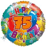 Karaloon F81075P Folienballon Happy Birthday Zahl 75