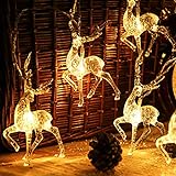 Yaosh LED Rentier Weiße Lichterketten Mit Batteriebetriebenen Weihnachtsbäumen Festlichen Schlafzimmer Warmen Licht Dekorationen,1.5m
