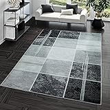 Teppich Preiswert Karo Design Modern Wohnzimmerteppich Grau Schwarz Top Preis, Größe:60x100 cm