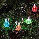 4 X Solarleuchten Hängeleuchten Solar Farbwechsel LED Hängeleuchte Garten, LED Solar Crackle Glaskugel Leuchten für Garten , Party