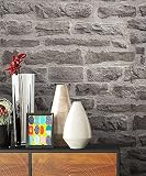 NEWROOM Steintapete Tapete Beige Mauer Stein Modern Vliestapete Grau Vlies moderne Design 3D Optik Steintapete Ziegelstein Backstein Mauerwerk Klinker Loft inkl. Tapezier Ratgeb