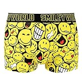 Smiley World Funny Hip lustige Boxershort Unterhose Pant Underwear Geschenk für Herren, Jungen, lustig witzig frech gelbe Smileys 95% Baumwolle (S, gelb, schwarz, weiß)