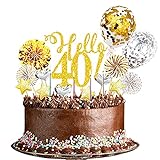 Yitla 24 Stücke 40 Tortendeko Geburtstag Männer,40 Happy Birthday Tortendeko Kuchen Deko 40 Geburtstag Cake Topper Tortendeko Geburtstag Mädchen(Gold Silber)