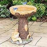 Prevessel Vogel-Wasserspender – Katzen-Garten-Statue, stehend, Wildvogel-Futterstation, Vogeltränke, Schreibtisch-Ornament für Innen- und Außenbereich
