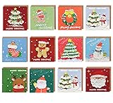 24 Kleine Weihnachtskarten mit Umschlag Set,Weihnachtspostkarten Klappkarten im Ölgemälde-Stil 10×20 cm Christmas Cards Weihnachtsgrußkarten Set Postkarten Weihnachten(11 Motive)