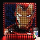 BRIKSMAX Led Beleuchtungsset für Lego Art Marvel Studios Iron Man - Compatible with Lego 31199 Bausteinen Modell - Ohne Lego Set（Fernbedienungsversion）