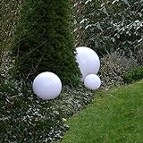 Dapo 3x Außen-Garten-Kugel-Leuchte MARLON D:20+30+40cm Kunststoff-Kugel weiß mit Erdspieß, strombetrieben E27x1, IP44 Dekorations-Wege-Lampe