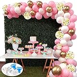 127 Stück Ballon Girlande Kit SPECOOL Latex Konfetti Luftballons Rosa Weiß Ballons Partyzubehör für Hochzeit Geburtstag Party Dekorationen (Goldpink)