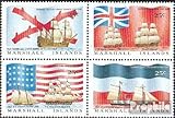 Prophila Collection Marshall-Inseln 185-188 Viererblock (kompl.Ausg.) 1988 Entdeckungsschiffe und Flaggen (Briefmarken für Sammler) Seefahrt