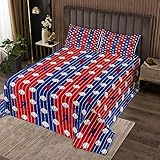 Baseball Kinder Tagesdecke S Größe,Ball Sport Gaming Bettwäsche Set Jungen Mädchen Erwachsene Zimmer Dekor,geometrische Streifen Patchwork Tröster Set,Rot Blau Mode Quilt Coverlet,1 Kissenbezug