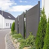 HOME DELUXE - WPC Sichtschutzzaun CALLADO - Anthrazit, 4x Element + 5x Pfosten - Breite: ca. 714 cm, inkl. Zubehör I Blickschutz Windschutz Sonnenschutz