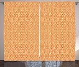 ABAKUHAUS Jugendstil Rustikaler Vorhang, Pastell Geometrische Grunge, Wohnzimmer Universalband Gardinen mit Schlaufen und Haken, 280 x 260 cm, Hellgelb Zinnoberrot