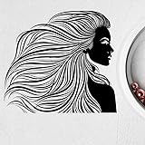 Friseur Schönheitssalon Vinyl Wandaufkleber Haar Modische Frauen Frisur Haar Spa Friseursalon Barber Decor A5 Rosa 46x42cm