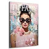Kunstgestalten24 Leinwandbild Audrey Hepburn Tiffany Lifestyle Pop Art Bild Kunstdruck Wand Deko