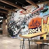 Graffiti Gitarre Rock Thema Tapete 3D Musik Bar Ktv Industriedekor Hintergrund Wandbild Tapete 3D wohnzimmer tapeten tapete wand für schlafzimmer retro geometrisch fototapete-400cm×280cm