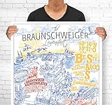 lieferlokal Stadtposter Braunschweig in limitierter Auflage - 70x100 cm The Braunschweiger Poster Unikat - Wandbild mit illustriertem Stadtmotiv - Kunstdruck Poster mit Editionsnummer