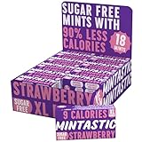Mintastic XL Bonbons Erdbeer | 9 Kalorien | Zuckerfrei | 90% Weniger Kalorien | Erythrit | Vegan | Aspartamfrei | Pflanzenbasiert | Erythritol | Zuckerfreie Bonbons | 20 Packungen (360 Bonbons)