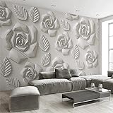 Zhinanhui Benutzerdefinierte Wandbild Tapete 3D Stereo Rose Blume Blatt Wandmalerei Europäischen Stil Wohnzimmer TV Hintergrund Wand Papel De Parede 3D 300x240 cm