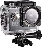 Rigwig Action Kamera, 2,0 Zoll Full HD 1080P Sportkamera, 30M wasserdichte Unterwasserkamera, 16MP Anti-Shake Fahrradkamera, Montagezubehör Kit für Tauchen/Fahrrad/Klettern/Schwimmen (Schwarz)