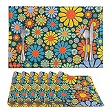 Kuiaobaty Bunte Gänseblümchen-Blumen-Tischsets für Esstisch, Küche, Hochzeit, Alltag, 6 Stück