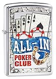 Zippo AL IN Poker Design Feuerzeug, Messing, Chrom, 5.5 x 3.5 x 1 cm