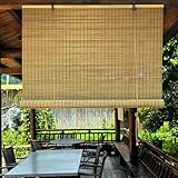 FENGSHOUU Bambusrollo Natürliche Bambus-Rollo,Sonnenschutz Sichtschutz Rollo,95% Verdunkelungsrollos,Seitenzugrollo für Fenster und Türen,Blickdicht,Anpassbar,Breite×Höhe (75cm x 140cm)