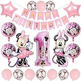 Minnie Birthday Party Supplies Dekorationen, Minnie Luftballons, Geburtstag Dekorationen für Mädchen Minnie Themed Geburtstag Dekorationen Minnie Party Supplies für 1. 2. 3. Geburtstag