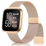 AK Armband für Fitbit Versa 2/Fitbit Versa/Fitbit Versa Lite Damen Herren, Verstellbares Ersatzarmband Magnetische Metall Armbänder Kompatibel mit Fitbit Versa 2/Fitbit Versa/Fitbit Versa L
