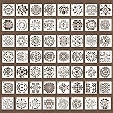 Outivity 56 Stück Mandala Schablonen zum Malen auf Holz, Stein, Stoffen,Metall,Möbeln und Wänden - Flexibel und Wiederverwendbar (9 cm x 9 cm)