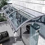 Türvordach aus Aluminiumlegierung mit transparenter Polycarbonat-Abdeckung für Außenbereich, Terrasse, Veranda, Balkon, Hoffenster (80 x 190 cm)
