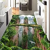 3D selbstklebende Bodenaufkleber Dreidimensionale Wald Tapeten Wohnzimmer Badezimmer Pvc wasserdicht rutschfeste, 150 * 105 cm