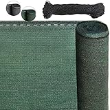 BB Sport Sichtschutz Zaunblende 150 g/m² Schattiernetz Tennisblende inkl. Nylonkordel UV-resistent reißfest windfest 7 Jahre Garantie auf Material* - Grün 1.2m x 5