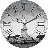 Eurographics Statue of Liberty I 30x30 Glasuhr, Glas, schwarz-weiß, 30 x 30 x 3.5 cm