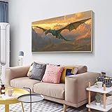Malen Nach Zahlen Erwachsene Tier Malen Nach Zahlen Drachen, Malen Nach Zahlen Kinder und Anfänger DIY Handbemalt Ölgemälde Leinwand für Home Decor, Geburtstag Geschenke (Ohne Rahmen) 50x100cm XD-396