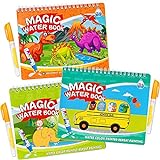 Tacobear 3 Stück Wasser Zeichnung für Kinder Magisches Magic Malbuch mit Zauberstift Wiederverwendbar Magie Wasser Malbuch Doodle für Jungen Mädchen Pädagogisches Doodle Malen Spielzeug