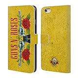 Head Case Designs Offiziell Zugelassen Guns N' Roses Pistolen Vintage Leder Brieftaschen Handyhülle Hülle Huelle kompatibel mit Apple iPhone 6 Plus/iPhone 6s Plus
