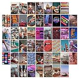50 Retro 80er Jahre Ästhetisches Bild für Wandcollage, buntes Collage Set, Retro Raumdekoration für Mädchen, Wandkunstdrucke für Zimmer, Schlafsaal Foto Display, VSCO Wall Poster für Schlafzimmer