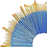 50 Stück Künstlerpinsel, Premium Nylon Kunst Pinsel-Sets für Aquarell, Acryl & Ölgemälde Perfekt für Anfänger, Künstler und Gemälde Liebhaber (50er Blau)
